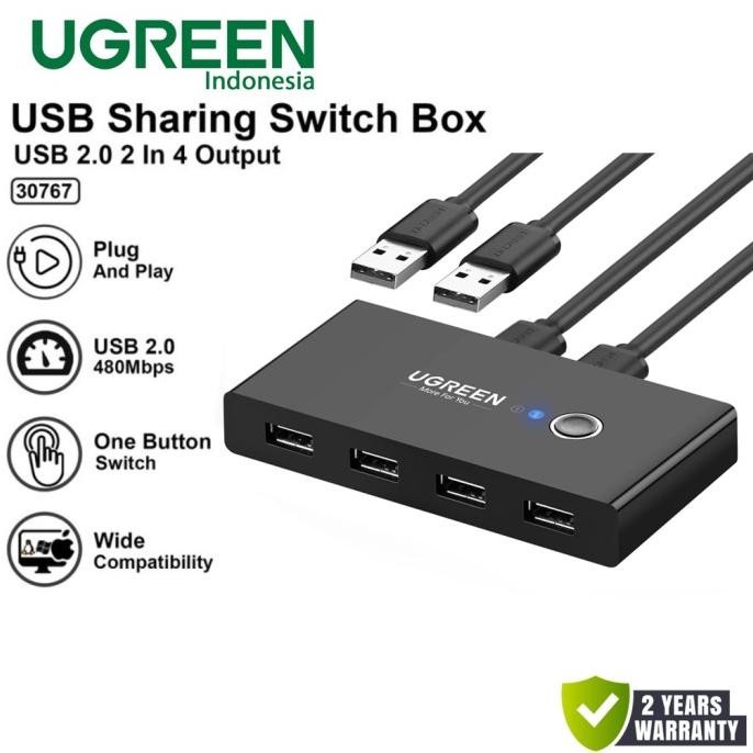 Jual Ugreen 30767 Usb Sharing Switch Box Usb 2 In 4 Output Usb 2.0 For ...