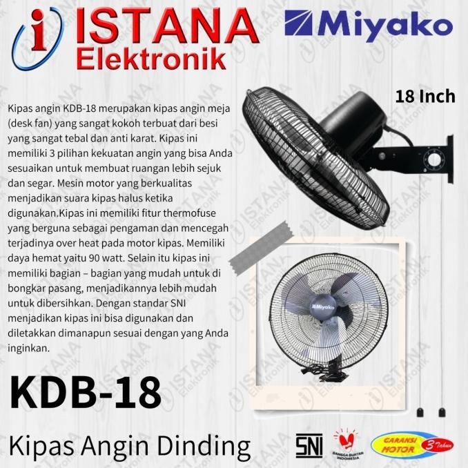 Jual Miyako Kipas Angin Dinding/Wall Fan Besi 18 Inch Kdb-18 New Stok ...