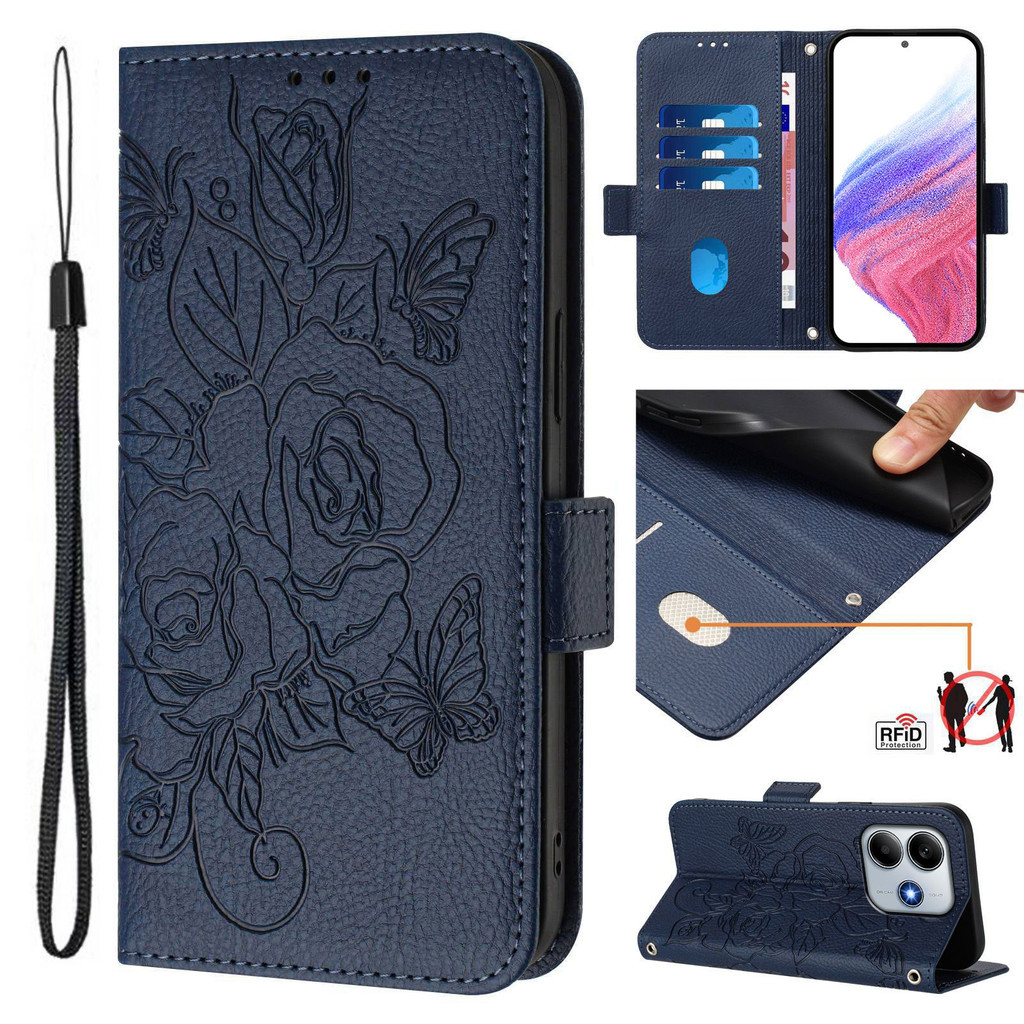 COTDINFORCA Custodia Per Nokia 2.3 – Fodero In Pelle PU Con Portafoglio E Supporto – Motivo Floreale Mandala Blu – Elegante E Antishock
