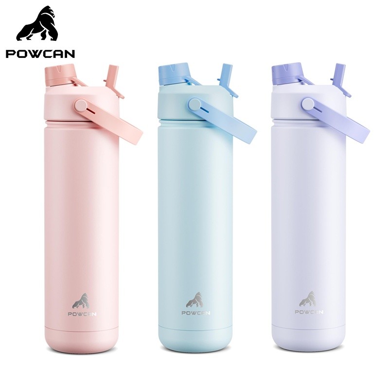 Jual Botol Air Terisolasi POWCAN 26oz (760ML) dengan Sedotan 2-in-1 dan ...