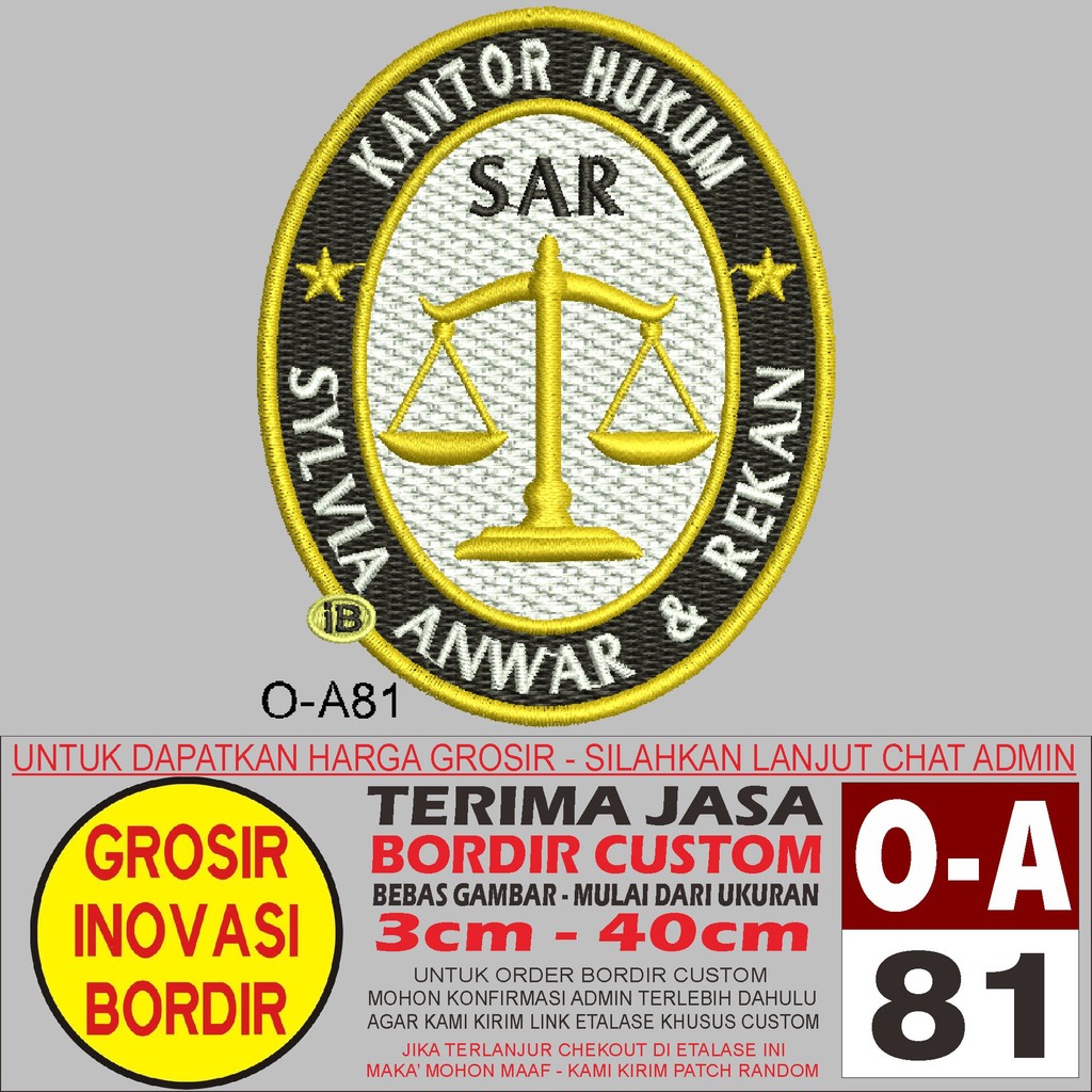 Jual PATCH BORDIR LOGO O-A81 KANTOR HUKUM SYLVIA ANWAR & REKAN - GIB ...