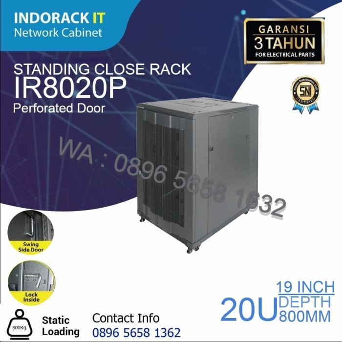 Jual Rack Server INDORACK Perforated Door Close Rak 20U Depth 800mm ...
