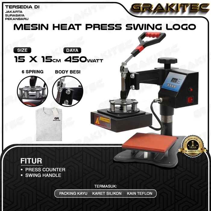 Jual Mesin Heat Press Swing Topi & Logo / 2 In 1 Untuk Press Topi Kaos ...