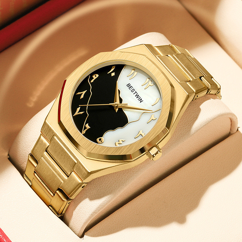 Jual BESTWIN Men's Watch Golden Arabic Numerals Shell Surface Fashion ...
