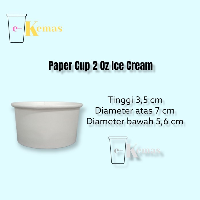 Jual Gelas Kertas / Papercup es krim / Paper Cup Ice Cream 2 Oz Polos ...