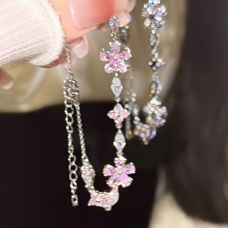 Jual COD Gelang Serut Batu Kristal Busur Bunga Sakura Zirkonia Merah ...