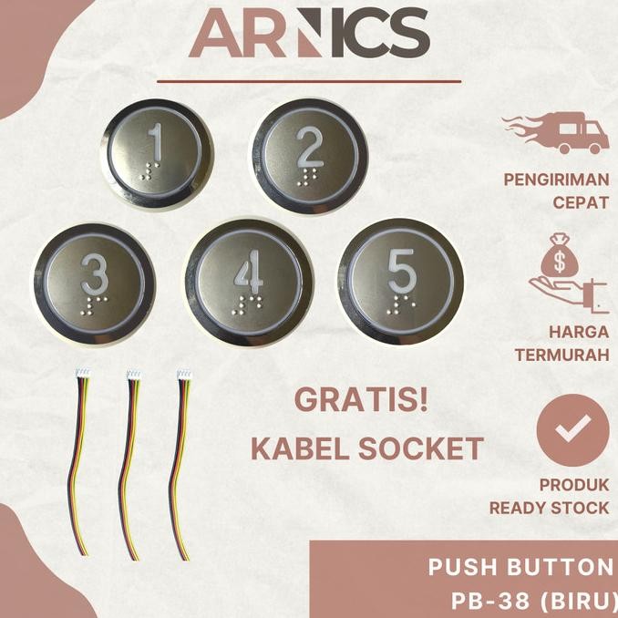 Jual Push Button Pb-38 Biru / Elevator Push Button / Push Button Lift ...