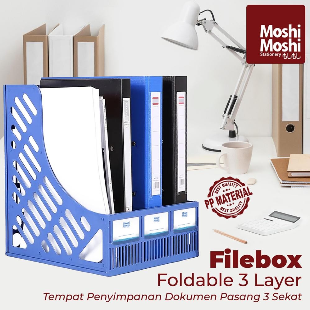 Jual File Box Foldable 3 Layer Tempat Penyimpanan Dokumen Lipat 3 Sekat ...
