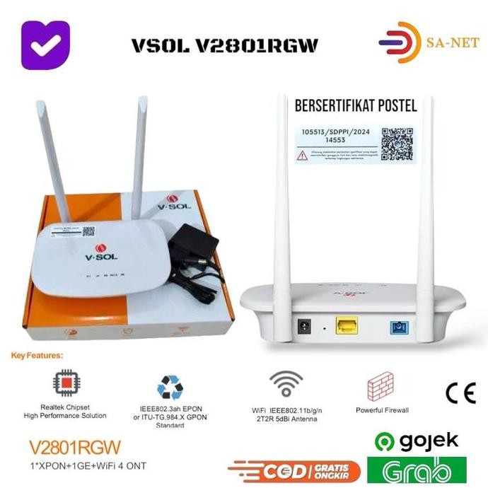 Jual Ont Xpon Vsol V2801Rgw Bersertifikat Postel Onu Xpon V 2801 Rgw ...