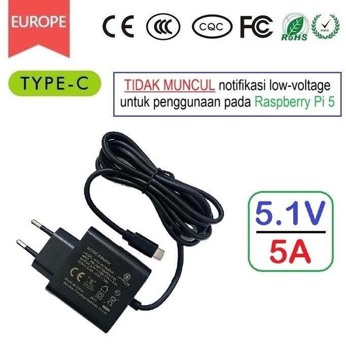 Jual NEW CAFF 5V/5A (TYPE-C) Adaptor for Raspberry Pi 5 / Orange Pi 5 ...