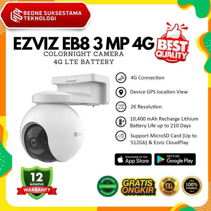 Jual EZVIZ EB8 3MP 2K COLORNIGHT PAN-TILT 4G LTE BATTERY CAM + SOLAR ...