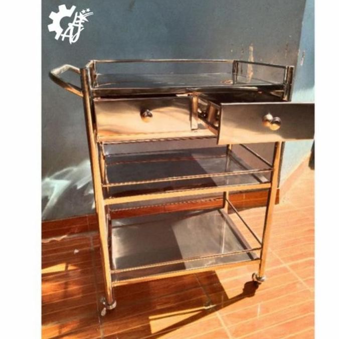 Jual Meja Instrumen 3 Rak 2 Laci Stainless Troli Instrumen | Shopee ...