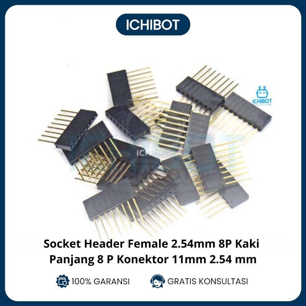 Jual Socket Header Female 2.54mm 8P Kaki Panjang 8 P Konektor 11mm 2.54 ...