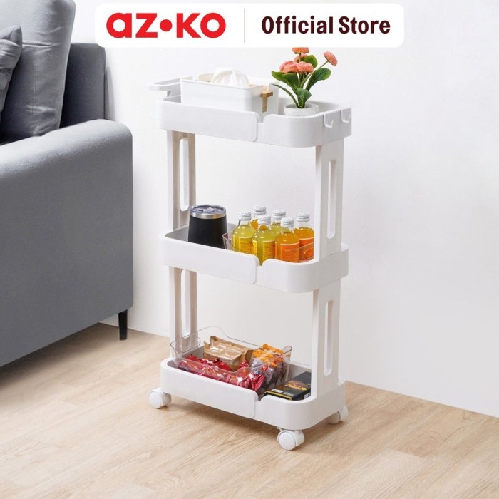 Jual Azko Stora Rak Troli 3 Tingkat Narrow - Putih | Shopee Indonesia