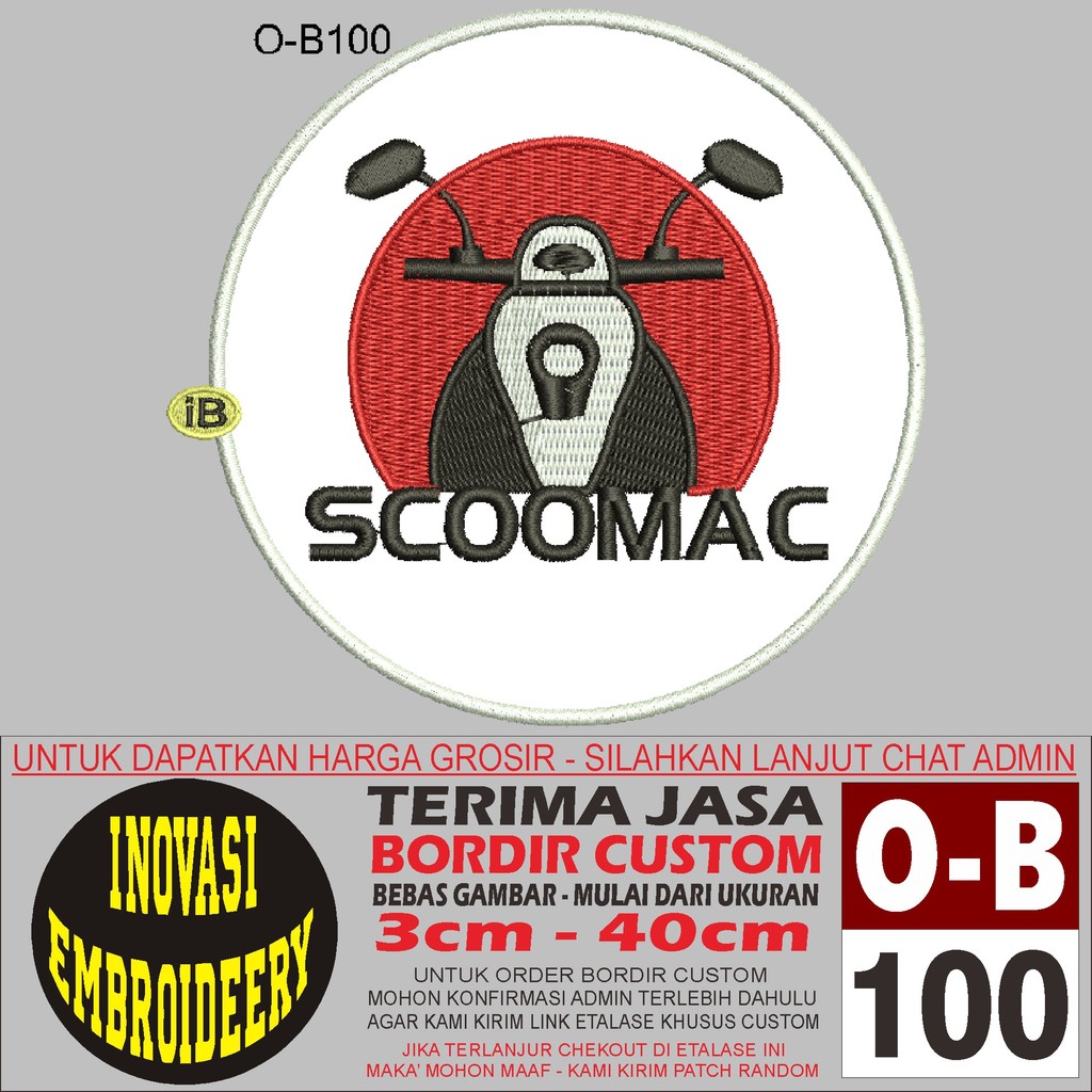 Jual PATCH BORDIR O-B 100 LOGO SCOMAC- INOVASI EMBROIDERY TESTIMONI ...