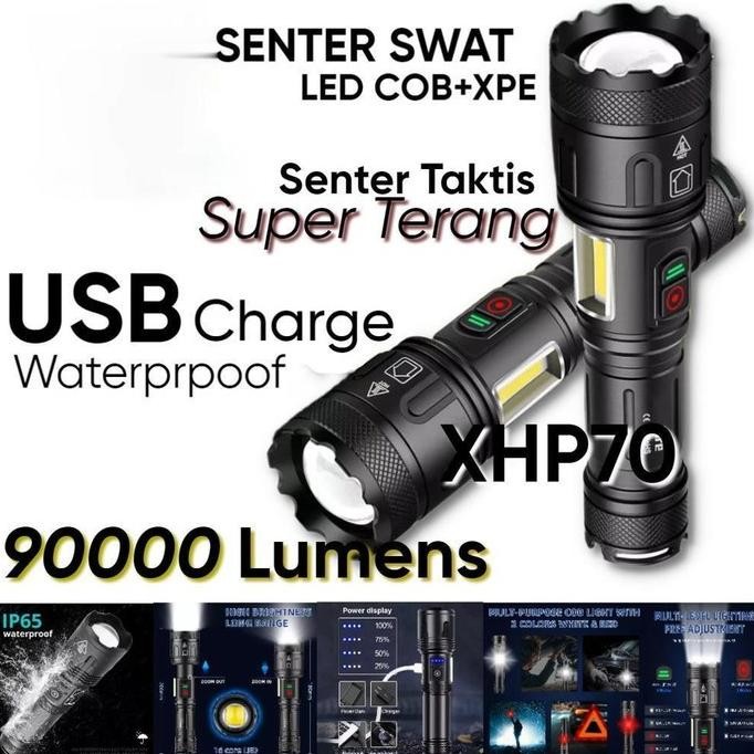 Jual Senter LED SWAT POLICE 200W NYPD COB RED-BLUE Rechargeable Cas ...