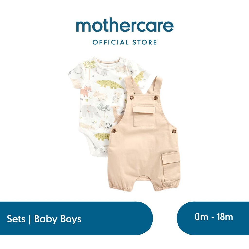 Mothercare Dino Bibshorts and Bodysuit Set main image 0