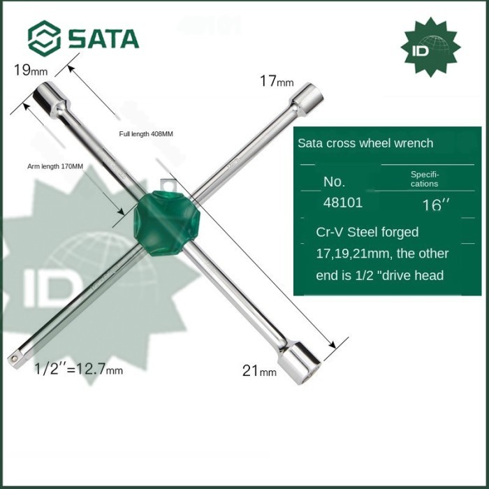 Jual Kunci Ban Roda Mobil Sata Tools 48101 Cross Wheel Wrench | Shopee ...