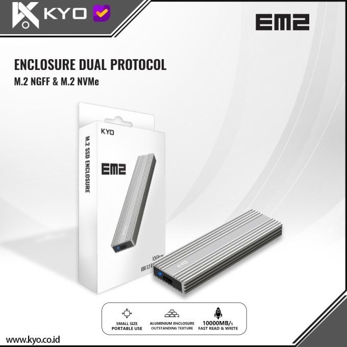 Jual CO KYO EM2 M2 NVMe & NGFF Enclosure 10Gbps SSD M.2 NGFF & NVME USB ...