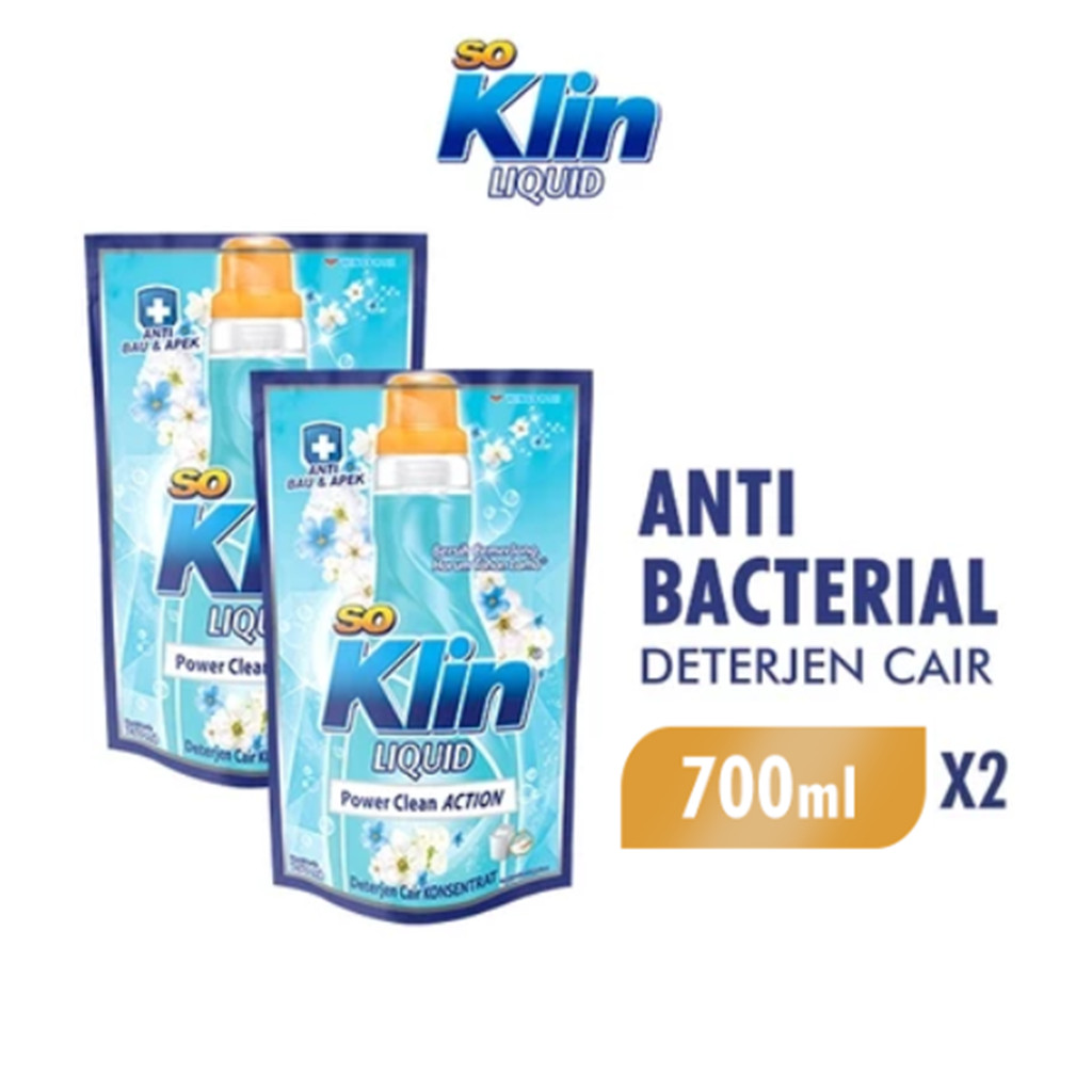 Jual So Klin Liquid Deterjen Cair Anti Bacterial Pouch 2 x 700 mL ...