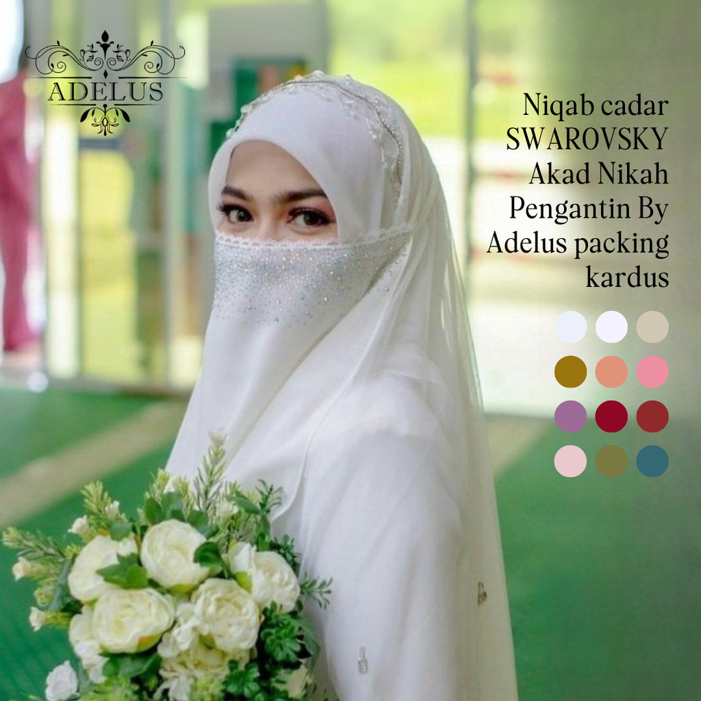 Jual Niqab cadar SWAROVSKY Akad Nikah Pengantin By Adelus packing ...