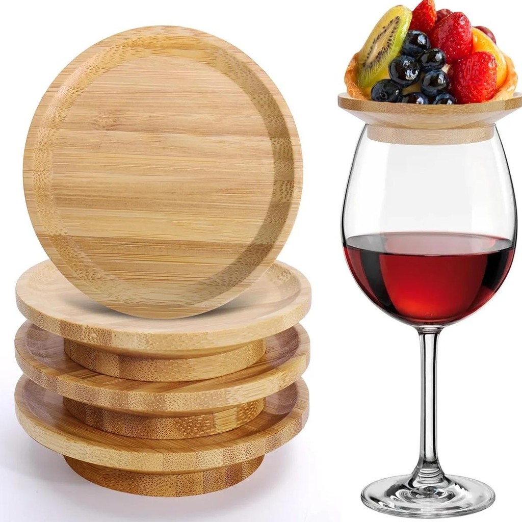 Jual 4 Pcs Set Wine Glass Charcuterie Topper Coasters Plate,Natural ...