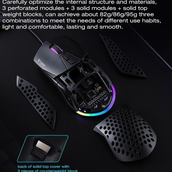 Jual Rapoo V360 Modular Gaming Mouse RGB 7 Programmable Button PMW3327 ...