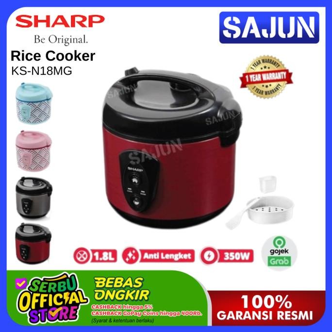 Jual rice cooker sharp ks-n18mg penanak nasi kapasitas 1.8 liter ...