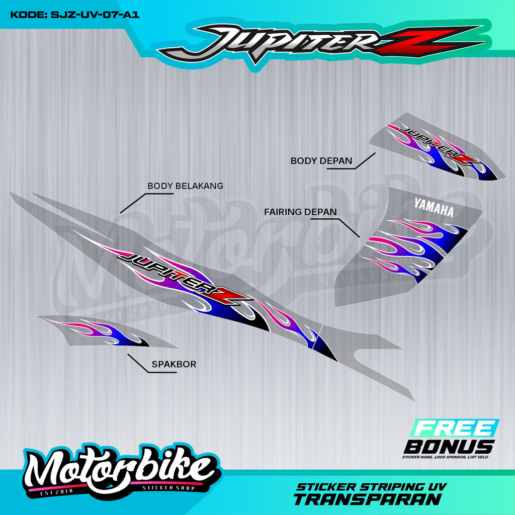 Jual STRIPING JUPITER Z MOTIF API STICKER TRANSPARAN UV MURAH DESAIN ...