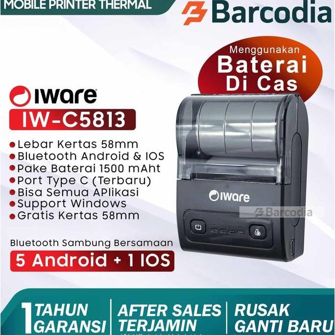 Jual Mobile Printer Bluetooth Thermal 58mm Iware C5813 RPP02N Portable ...