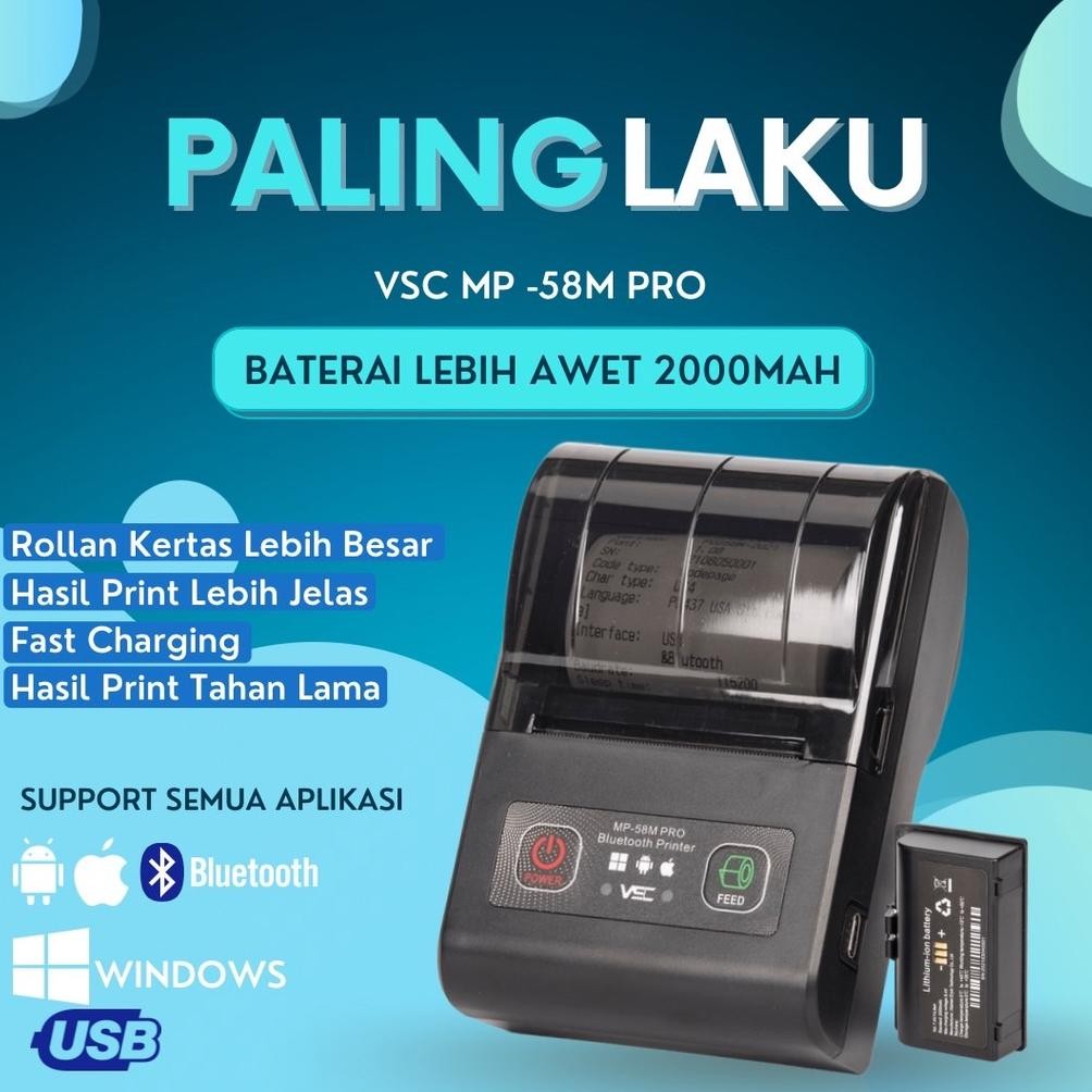Jual Mini Printer Thermal Bluetooth VSC MP-58M PRO 58mm RPP02 - Printer ...