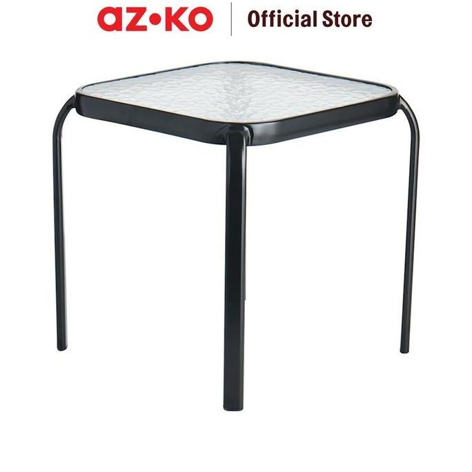Jual Azko Meja Sisi Glass Steel - Hitam End Table Meja Kecil Aesthetic ...