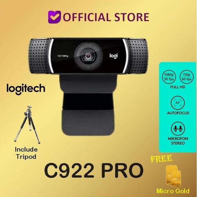 Jual Logitech C922 Pro Stream Webcam Background Replacement + Tripod ...