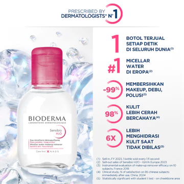 Bioderma Sensibio H2O 100ml Micellar Water Untuk Semua Jenis Kulit Sensitif