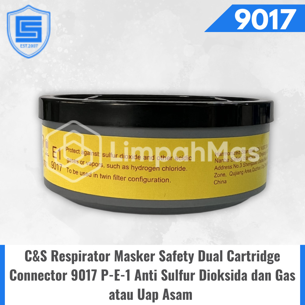 Jual C&S Respirator Masker Safety Dual Cartridge Connector 9017 P-E-1 ...
