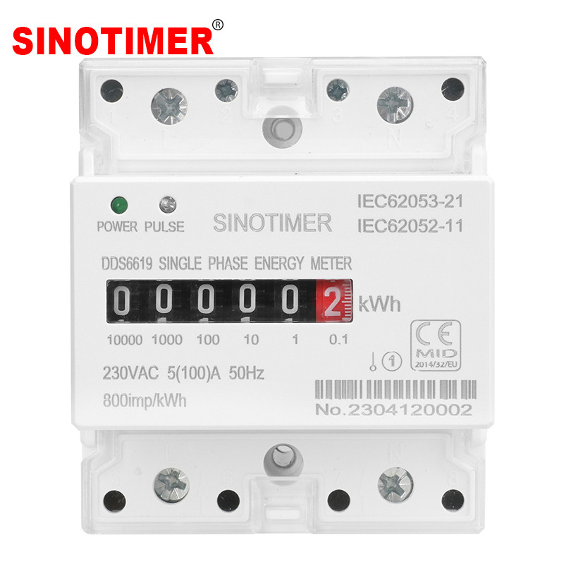 Jual New Din Rail Single Phase Electronic Energy Meter AC 220V 100A kWh ...