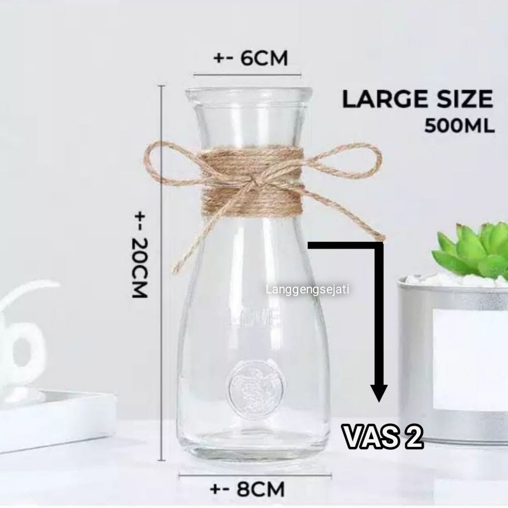 Jual Terfavorit !!! Vas Bunga Kaca Bening Tali Rami Vase Rustic Vas ...