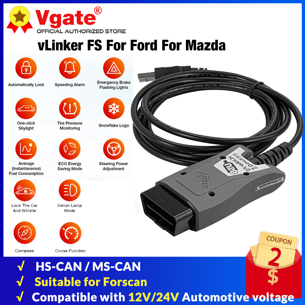 Jual TOKKO LARISS Vgate vLinker FS ELM327 USB For Ford FORScan MS CAN ...