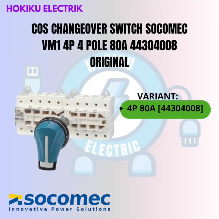 Jual COS CHANGEOVER SWITCH SOCOMEC VM1 4P 4 POLE 80A 44304008 ORIGINAL ...