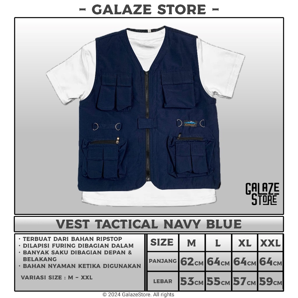 Jual Vest Blue Navy - Vest Tactical - Vest Ripstop Navy Blue - Rompi ...