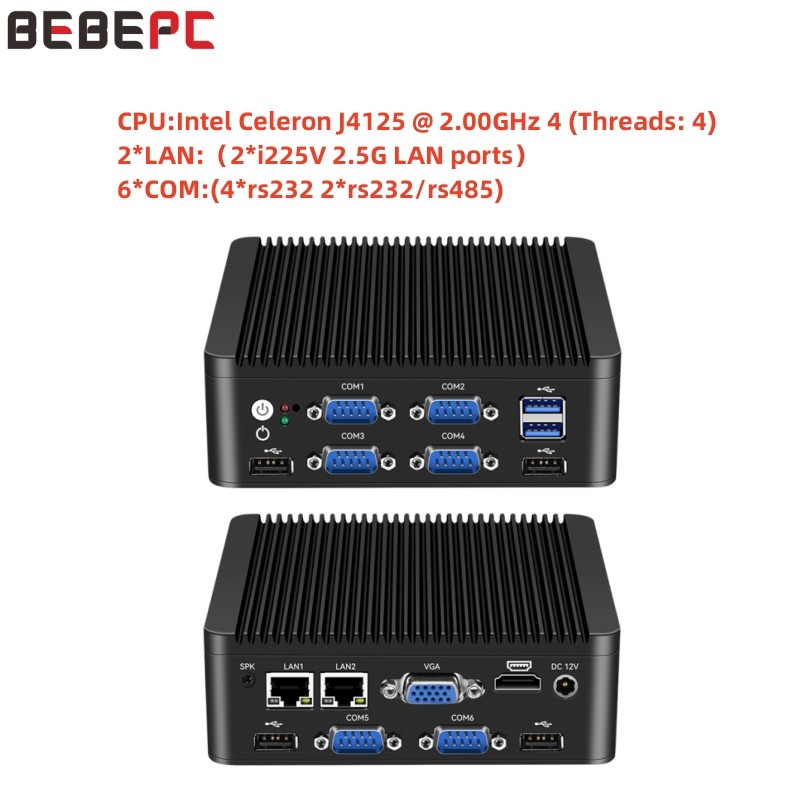 Jual TAM Industrial Mini PC Fanless Intel Celeron J4125 N5000 2LAN 6COM ...