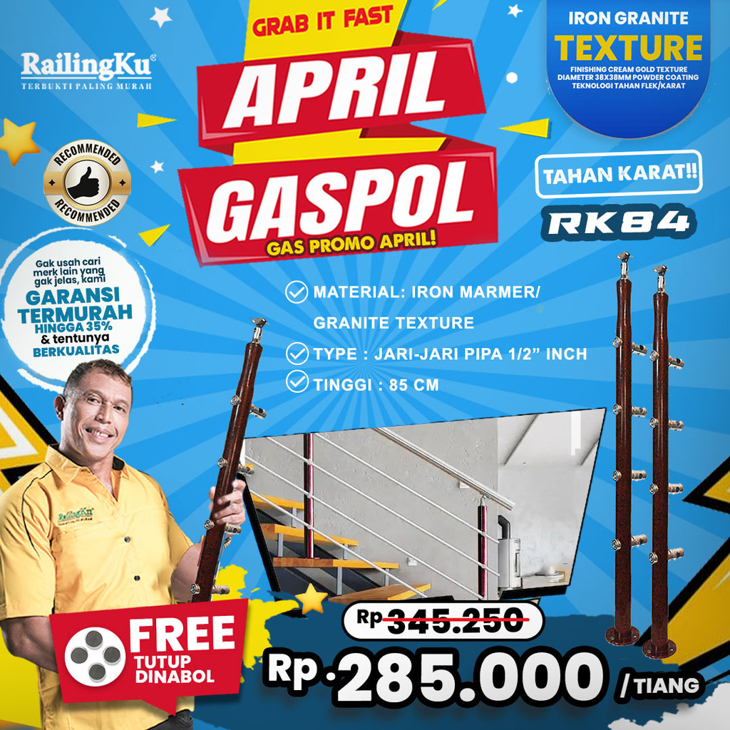 Jual [APRIL GASPOL] Railing Tangga Stainless Maroon Marble Texture ...