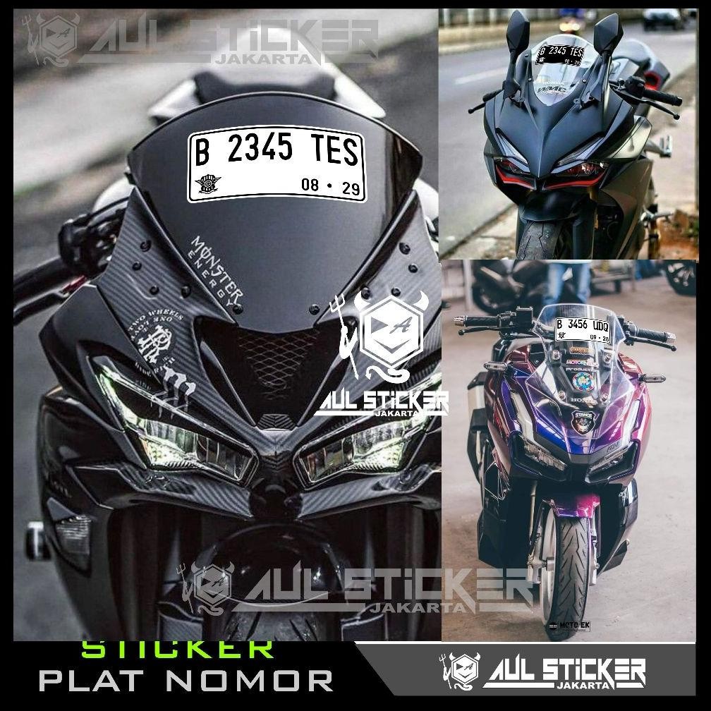 Jual STICKER PLAT NOMOR PUTIH & HITAM untuk WINSHIELD / VISOR ( 1 PCS ...