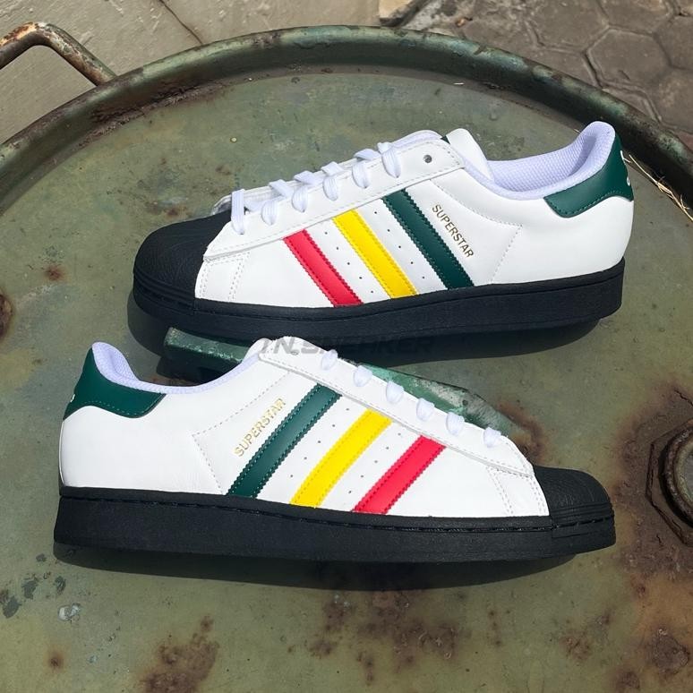 Jual Best Adidas Superstar Rasta White (100% Original) | Shopee Indonesia