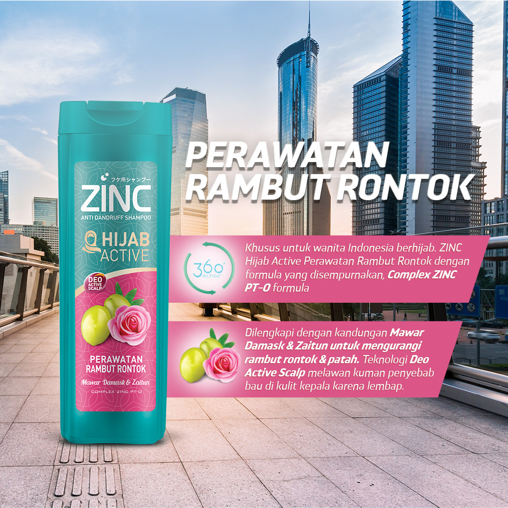 Jual Zinc Shampoo Hijab Active Perawatan Rambut Rontok Botol 170 ml x3 ...