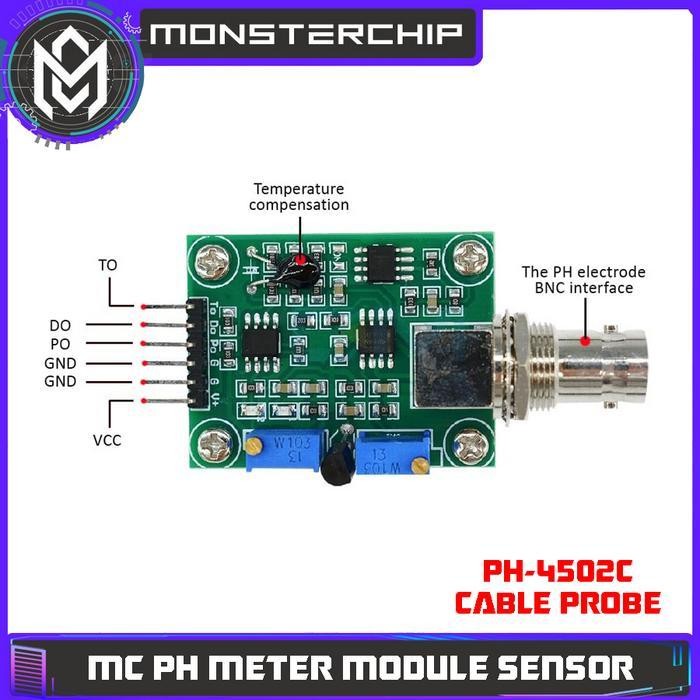 Jual Sensor Ph Meter Module Ph-4502C With Probe Electrode Diy For ...