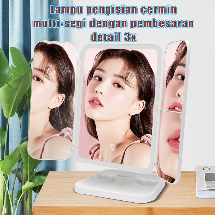Jual Melede 3 Warna Led Rechargeable Cermin Rias Bercahaya Cermin Rias ...