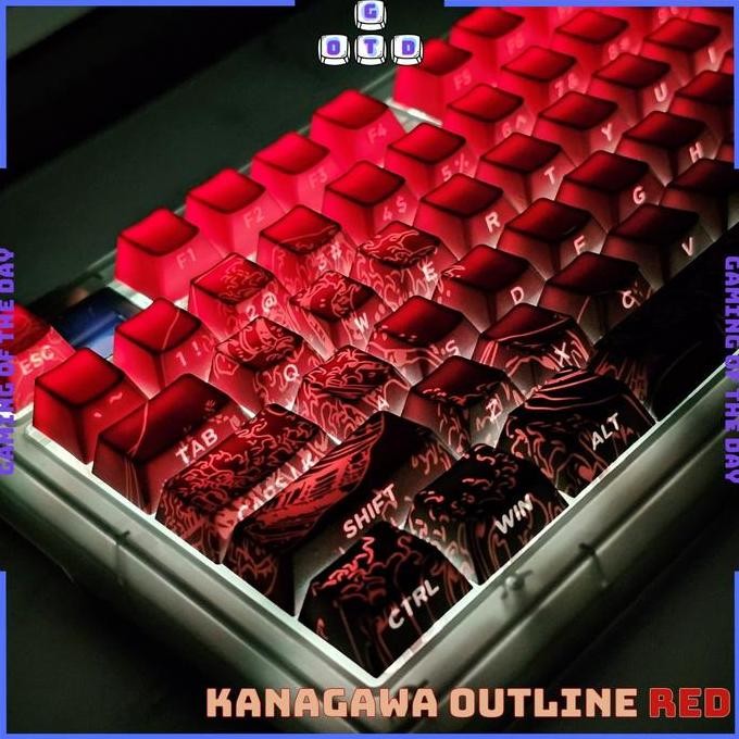 Jual Kanagawa Outline Red | Cherry Profile Keycaps | Side Print Shine ...