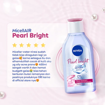 NIVEA Micellar Water MicellAir Pearl Bright 400ml Pembersih Make Up Tanpa Alkohol Makeup