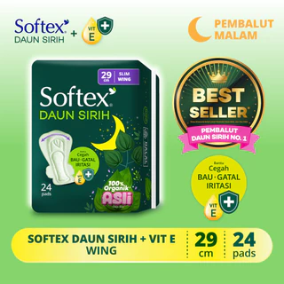 Softex Daun Sirih + Vitamin E Jumbo Pack 29cm 24 Pads - Pembalut Daun Sirih Malam